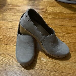 Taupe Leather Dansko Nursing Clogs